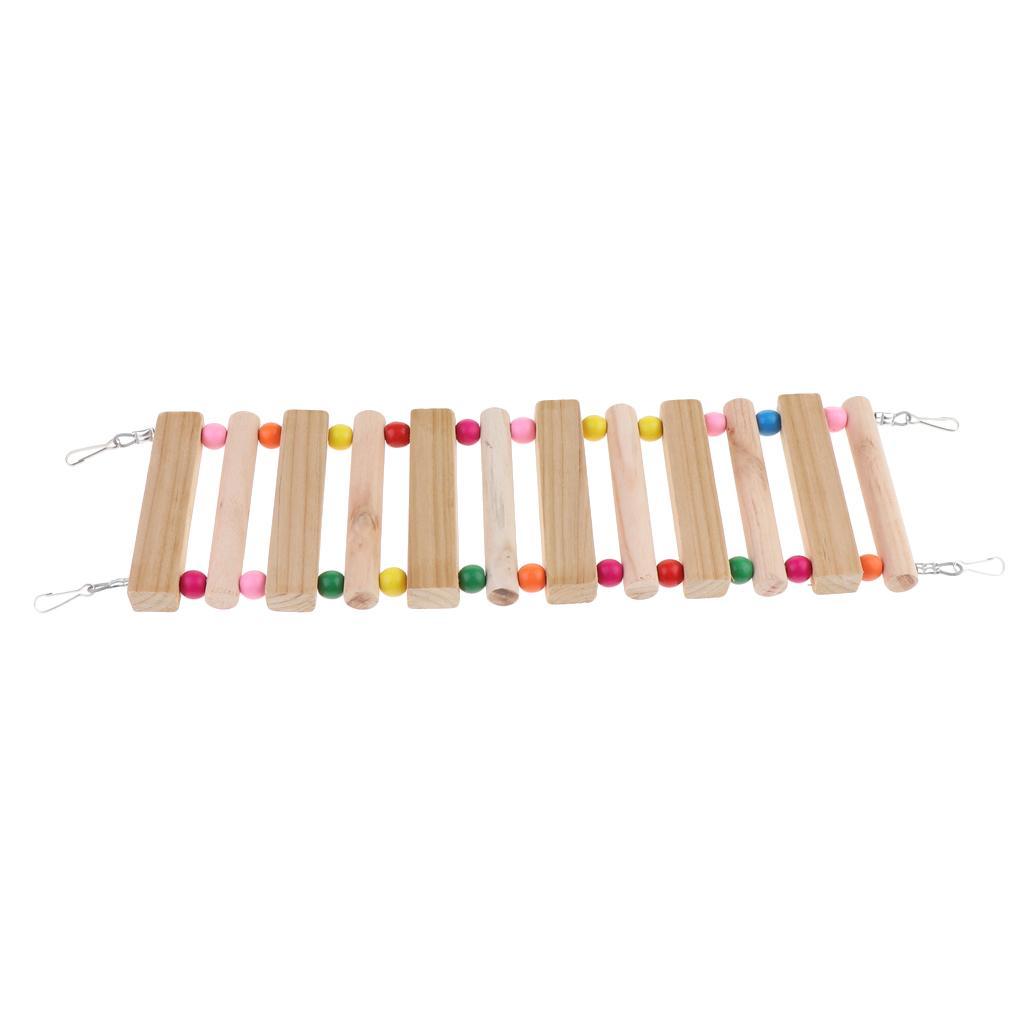 Bird Toys Wood Bird Ladder Step Parrot Ladder Swing Training Bridge Colorful