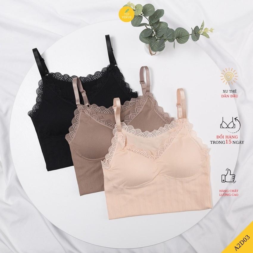 Áo Hai Dây Cotton Viền Ren Sexy - Mút Tháo Rời TEP FASHION A2D-VR02
