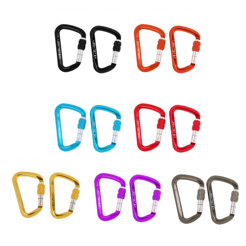 Aluminum D-Ring Carabiner Rock Climbing Screw Locking Karabiners 30KN Red