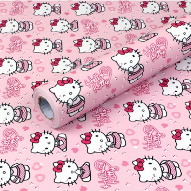 Cuộn 5m Decal Giấy Dán Tường Kitty hồng dễ thương