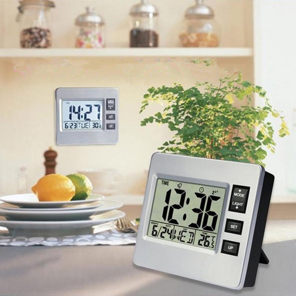 Digital Alarm Clock LCD Wall Mount&Desk Display Calender Clock for Office