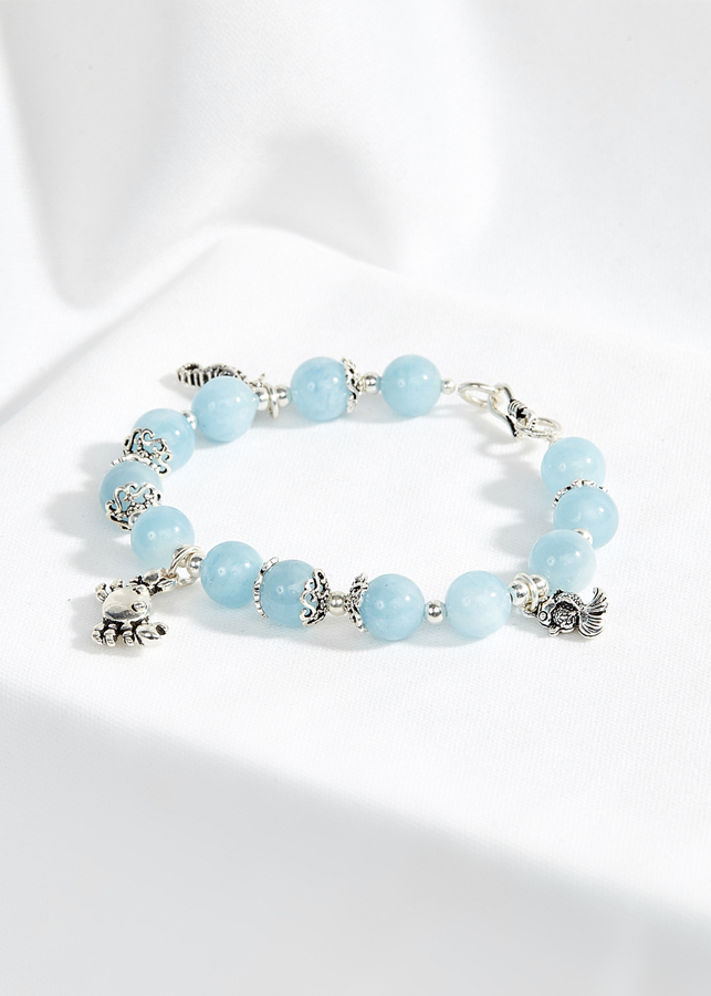 Vòng hải lam ngọc phối charm cua biển Ngọc Quý Gemstones