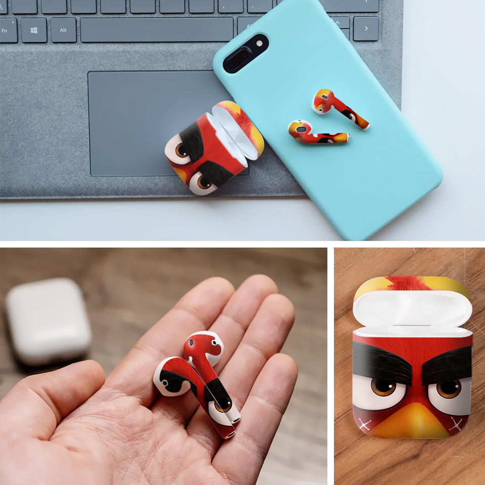 Miếng dán skin chống bẩn cho tai nghe AirPods in hình thiết kế - atk023 (bản không dây 1 và 2)