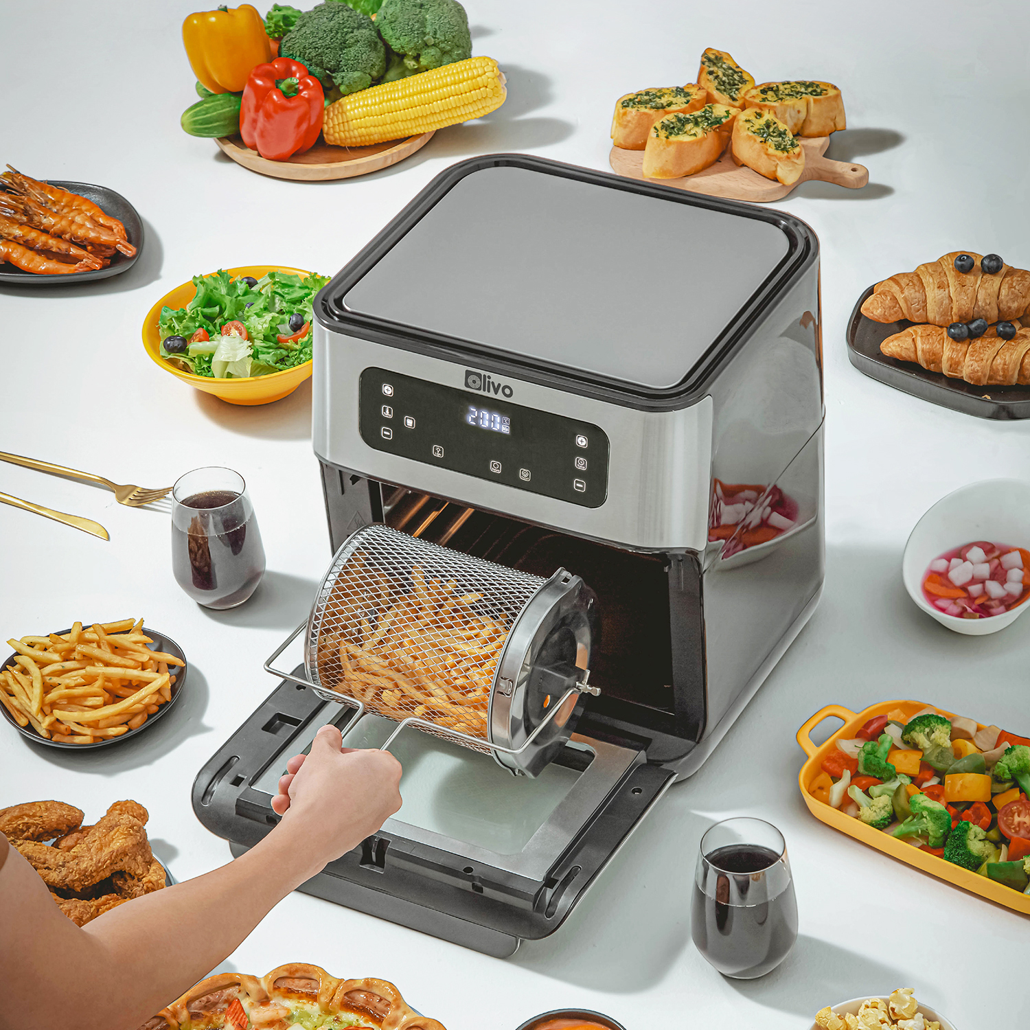 Nồi Chiên Không Dầu OLIVO AF 12 Dung Tích 12L - Công Suất 1800W
