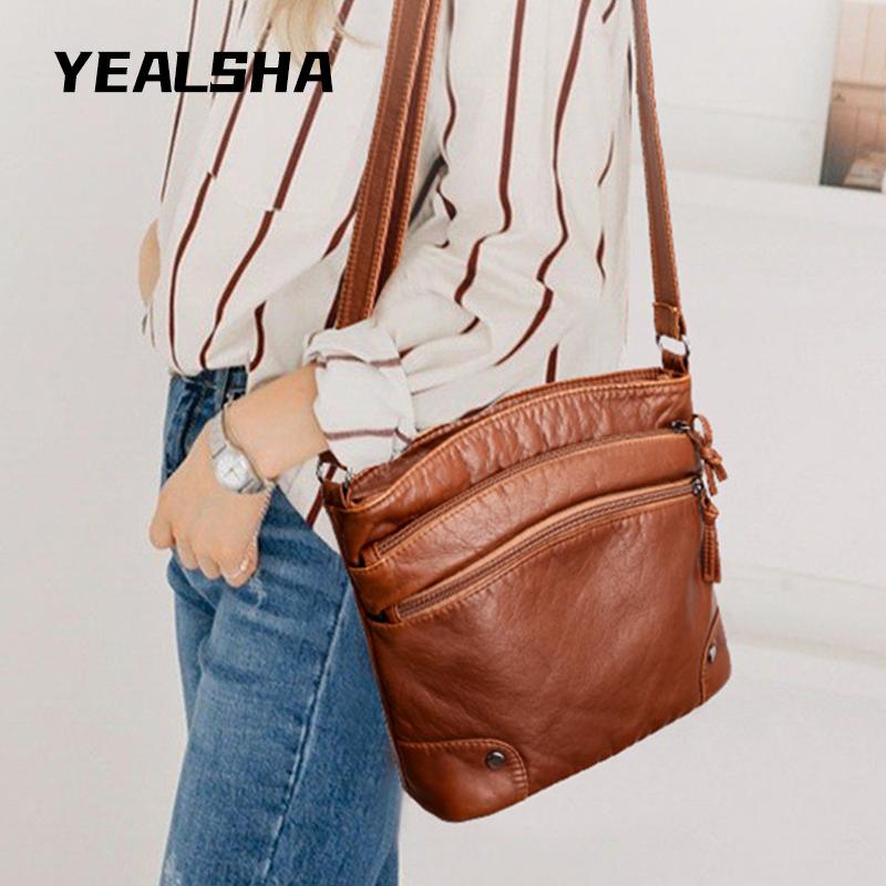 Túi Xách Da Mềm Chéo, Mới Túi Đeo Vai Thời Trang Đơn Giản Retro Nhiều Túi Dung Tích Lớn