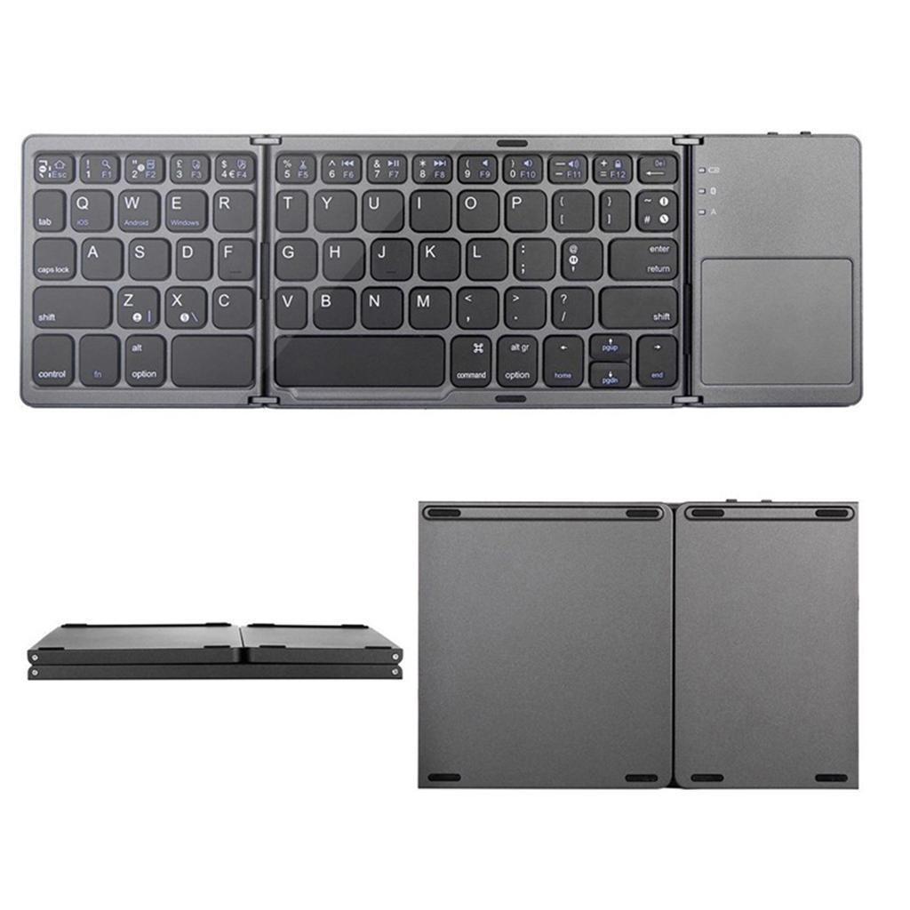 Foldable Bluetooth Keyboard Bluetooth 3.0 Rechargable Portable Mini BT Wireless Keyboard with Touchpad for Android, Windows, PC