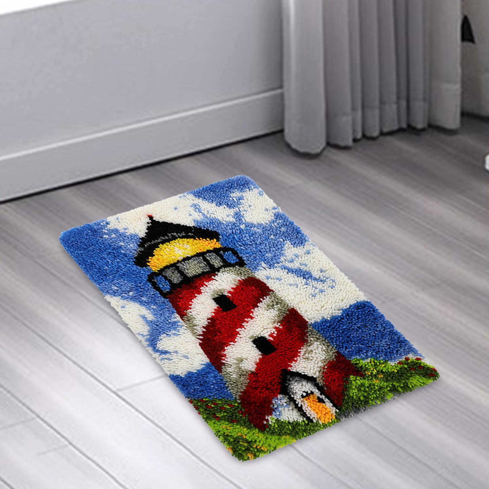 DIY Latch Hook Craft Kit Embroidery Carpet Set Cross Stitch Kit Color Pattern Needlework for Home Decoration Beginners Adults Kids Gift