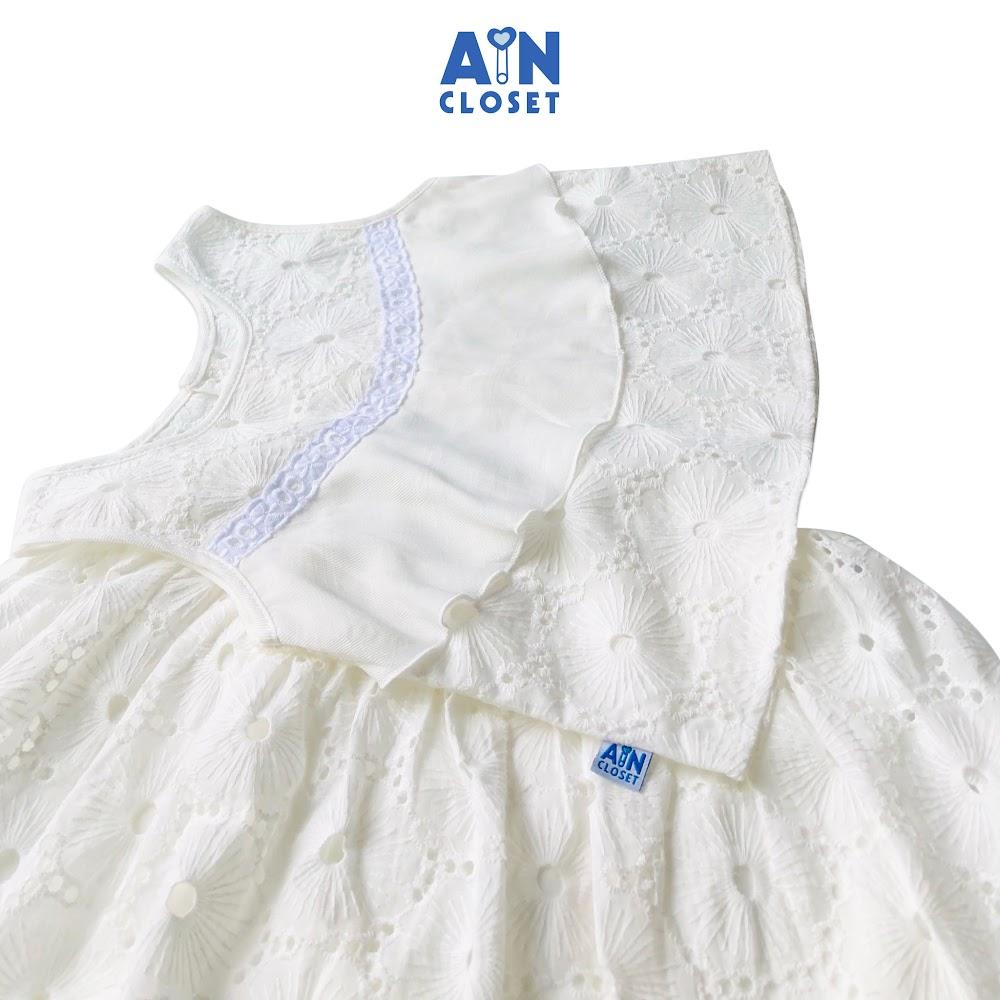 Bộ áo váy bé gái họa tiết Hoa trắng cotton boi thêu - AICDBGBHTOYU - AIN Closet