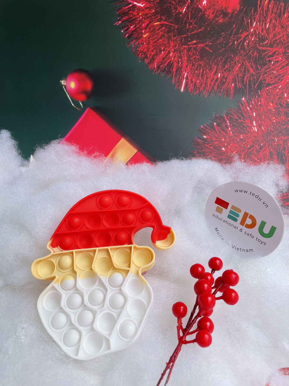 Pop it Noel - Quà Giáng Sinh - Đồ chơi nhấn bóng bằng silicon giảm căng thẳng