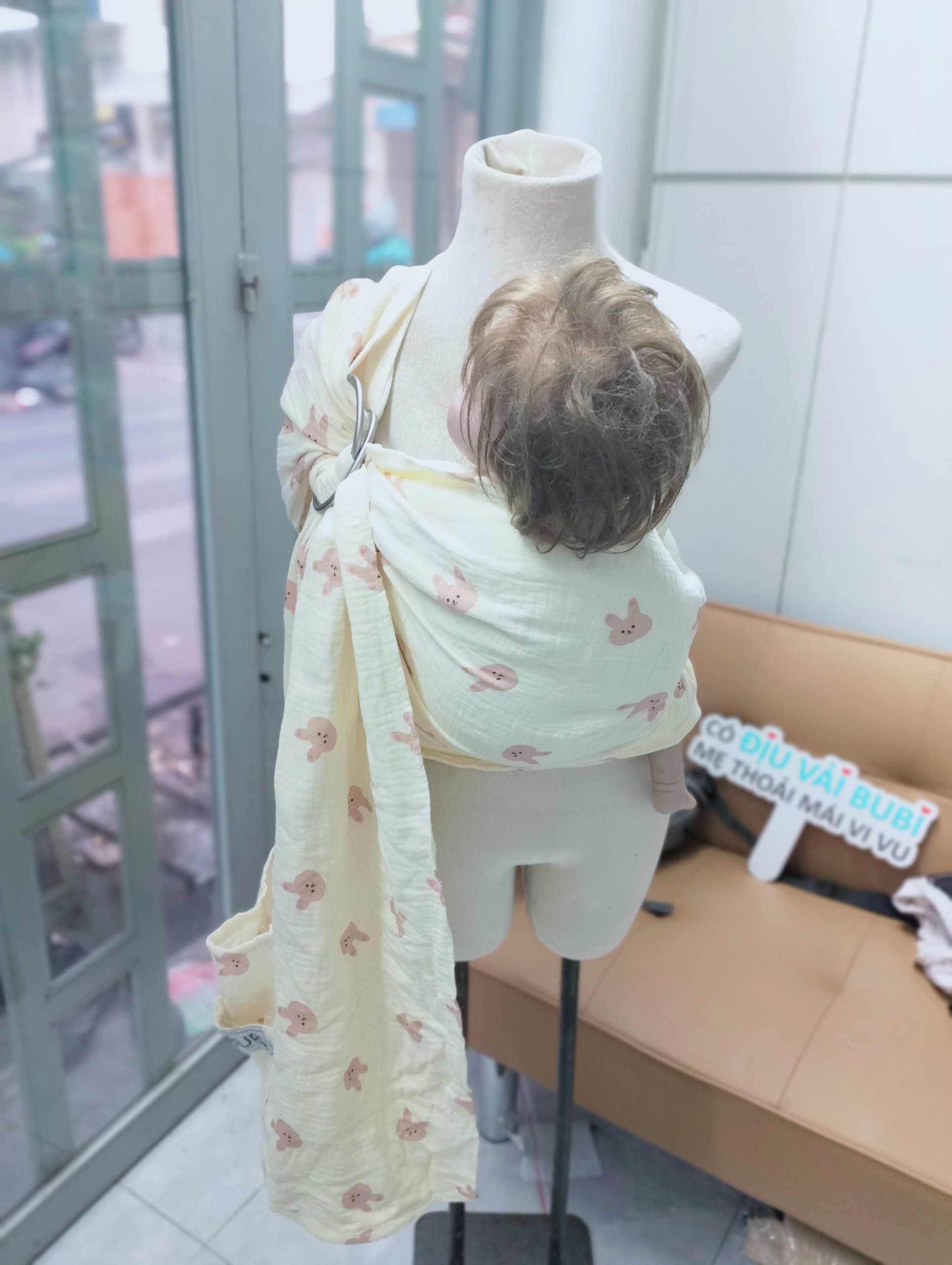 BUBI Ring Sling Gen 1 - Muslin Cotton - Thỏ hồng