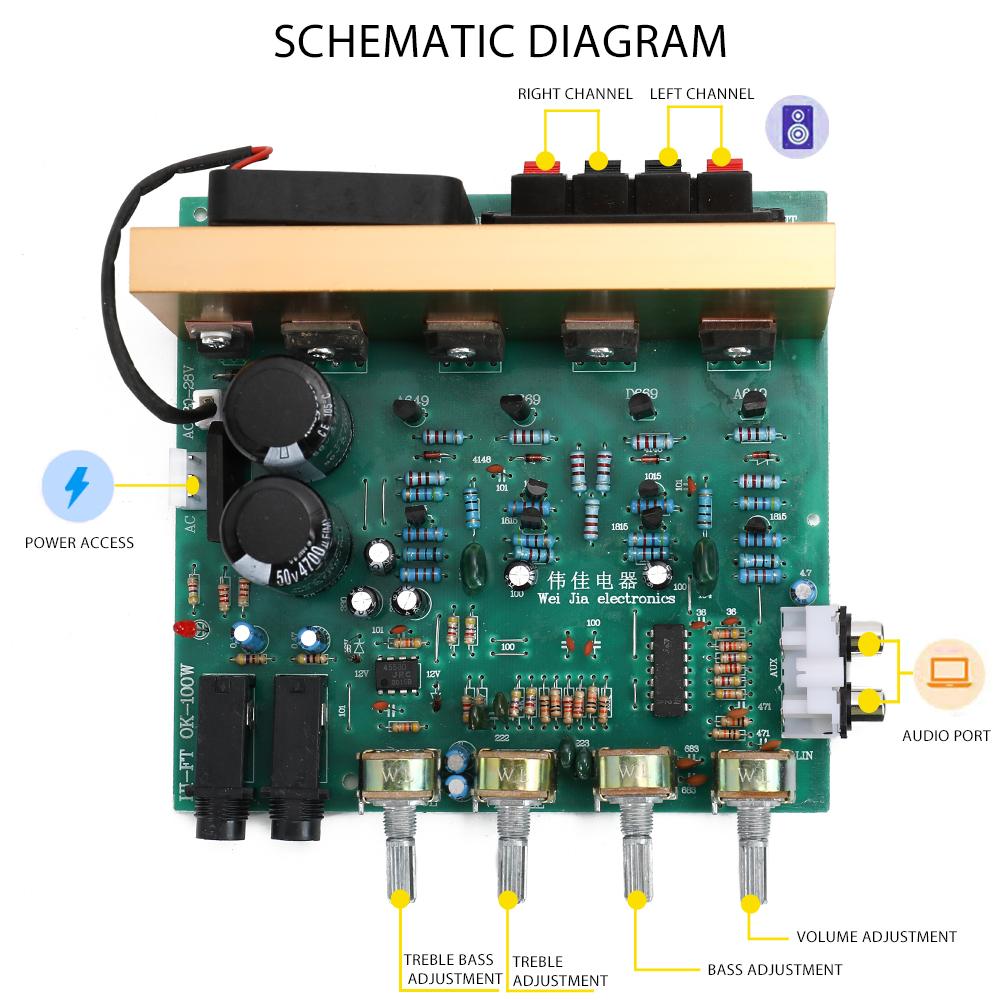 DX-2.1 Large Power Audio Amplifier Board Channel High Power Subwoofer Dual Home Theater AC18V-24V DIY Supplies