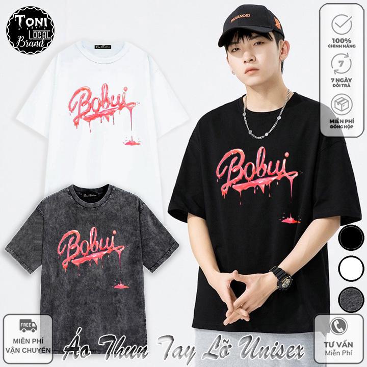 Áo Thun Tay Lỡ Local Brand BOBUI Cotton 100 form rộng nam nữ Unisex