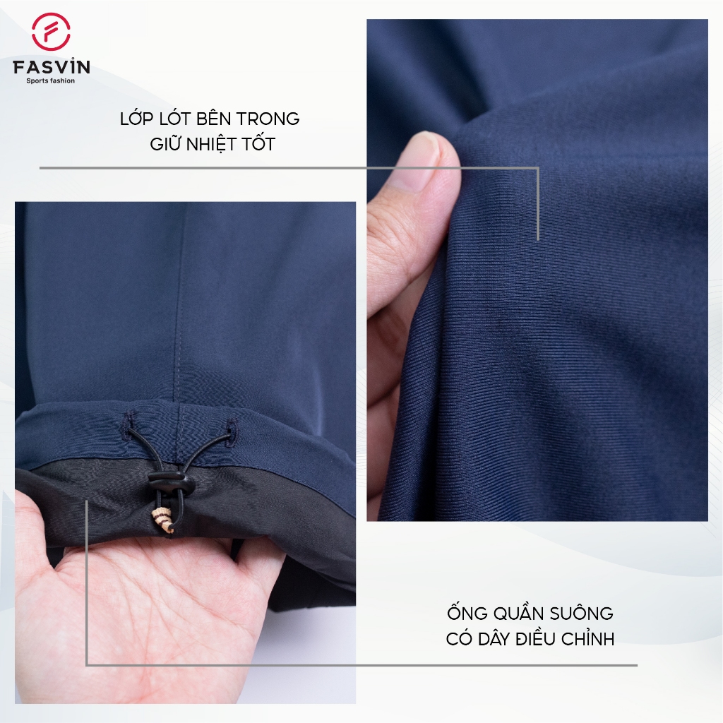 Bộ Quần Áo Gió Nam Thể Thao Fasvin BC25676.HN Chất Vải Gió Chun 02 Lớp Lót Vải Thun Mềm Mại Ấm Áp