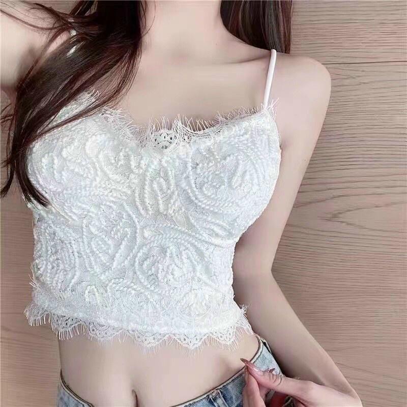 Áo hai dây ren sợi bún sexy đệm mỏng cao cấp Bra nữ có mút ngực cute hàn quốc HIJUNE CT12