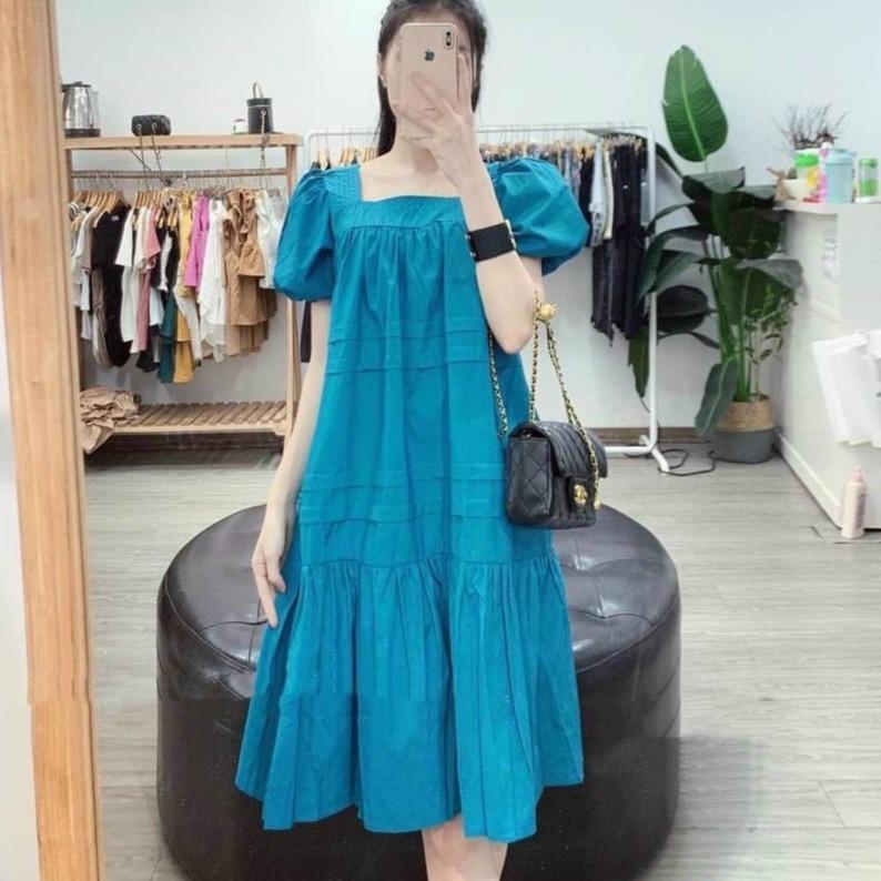Váy bầu (đầm bầu) thời trang thiết kế dáng suông chất lụa hàn châu size 45-70kg