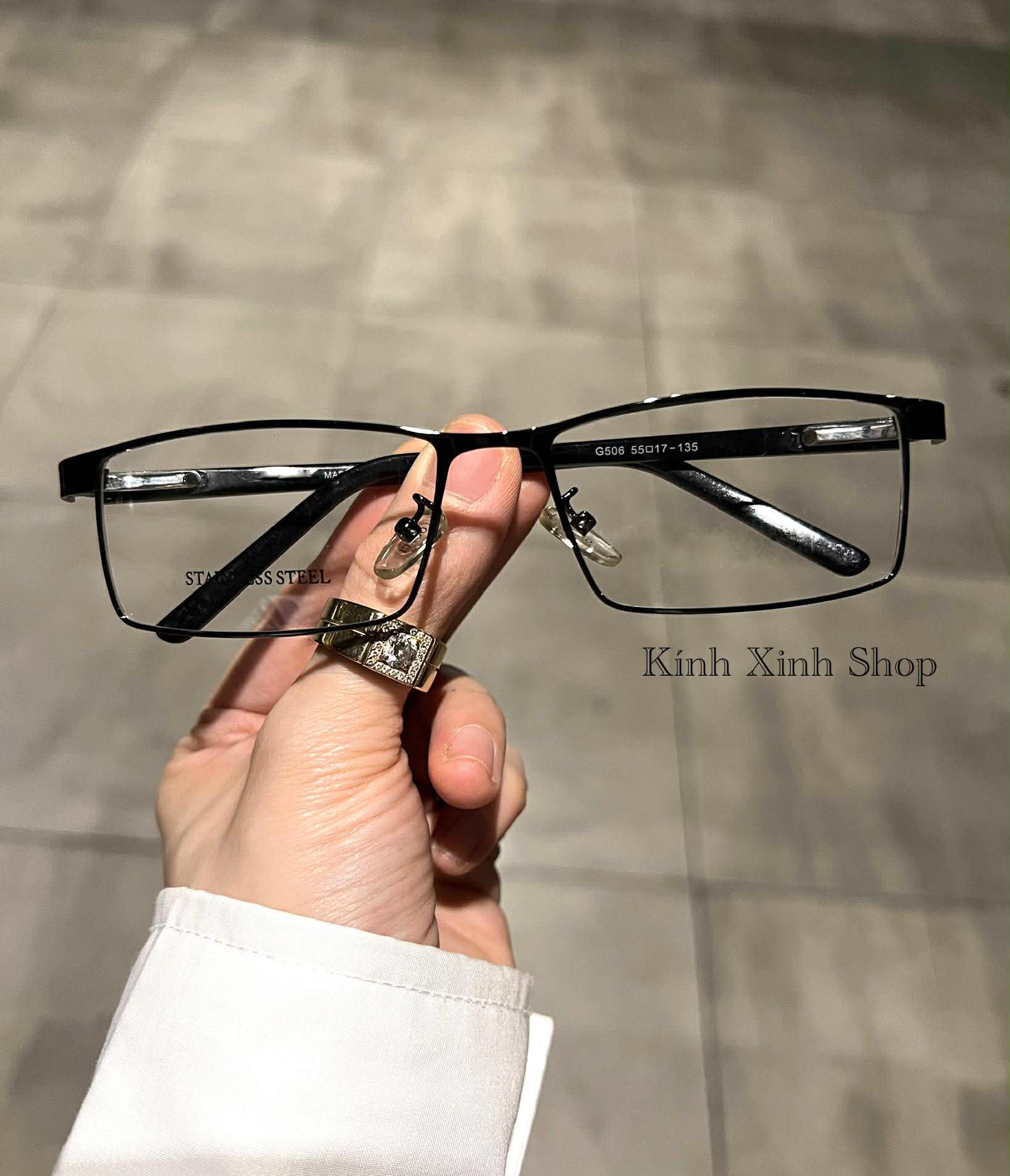 Kính nửa viền chữ nhật dáng basic đơn giản dễ đeo cho nam nữ