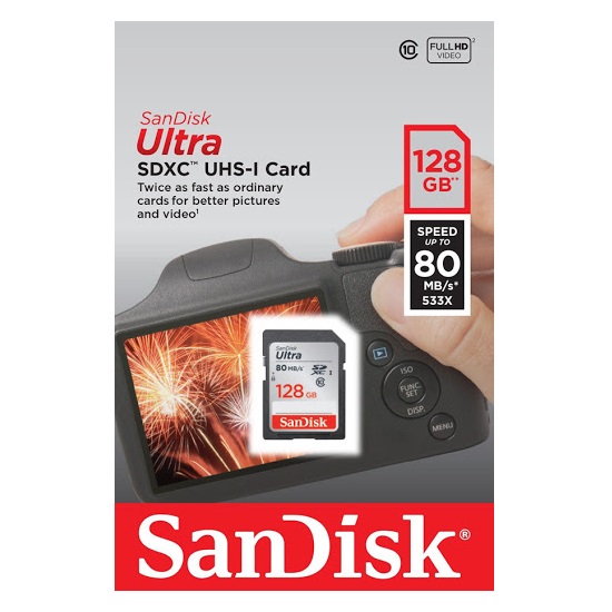 Thẻ nhớ SDXC SanDisk Ultra 533x 128GB Class 10 UHS-I 80MB/s (Xám) Hàng Chính Hãng