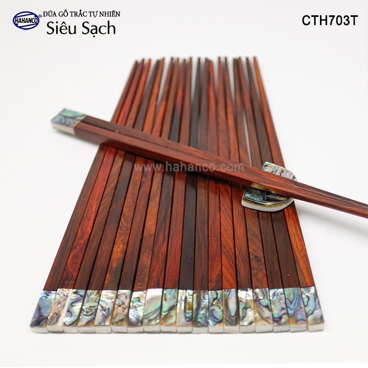 Đũa gỗ Trắc đầu ốc Bào Ngư nhập khẩu Úc  CTH703TV - Tặng kèm hộp đẹp làm quà biếu - Đũa siêu sạch