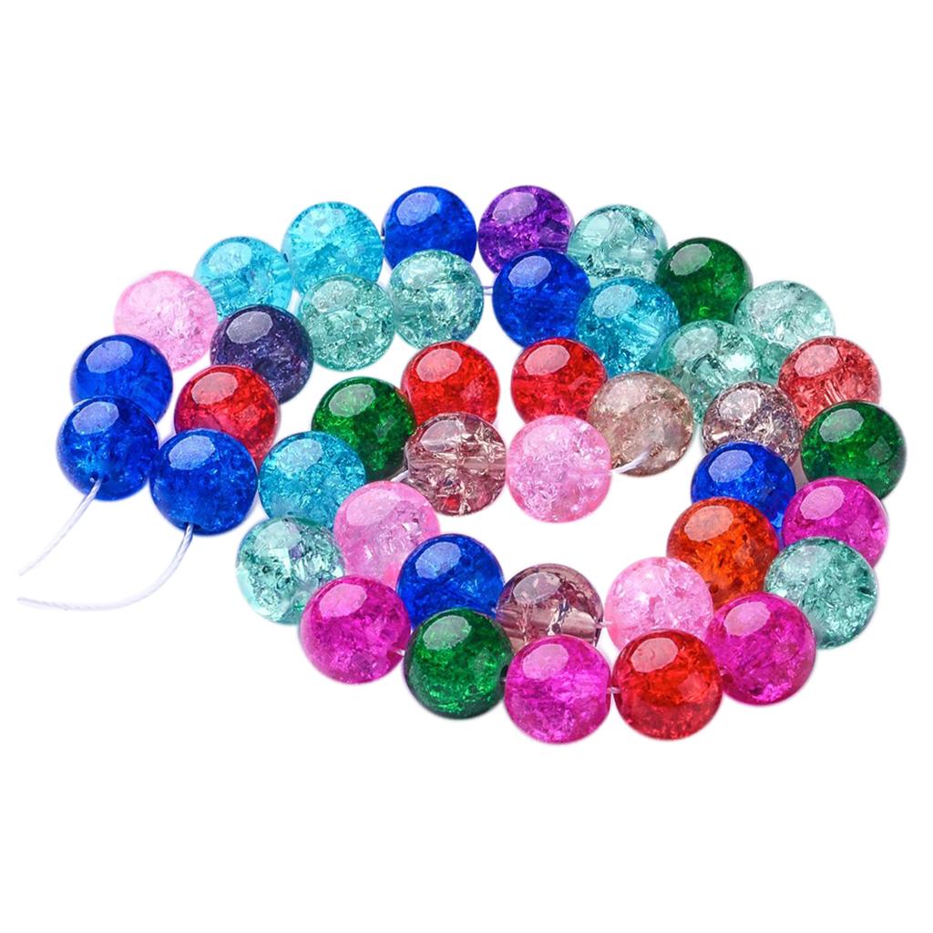 42 Pieces 10mm Glass Crackling Glass Beads Crystal Glass Beads Set Acrylic Beads for Threading Craft Beads