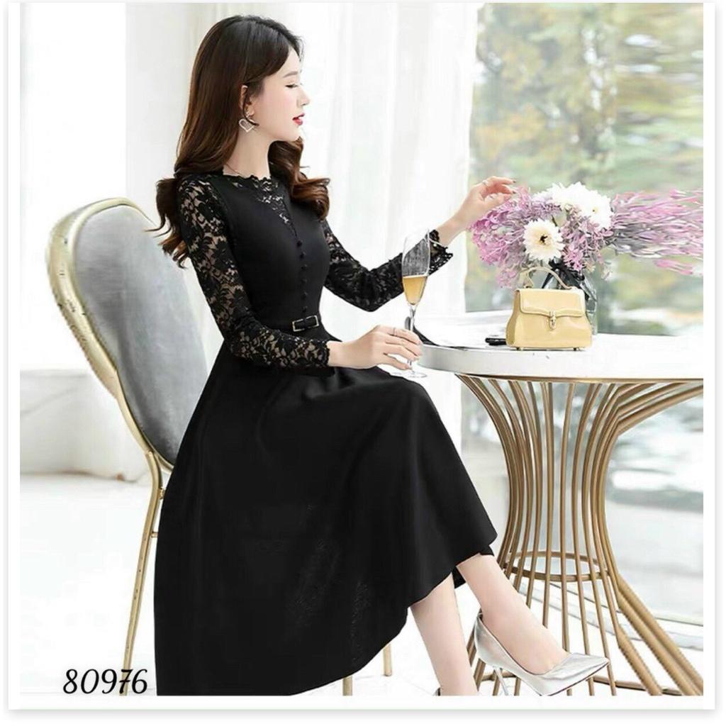 ĐẦM UMI PHỐI REN KÈM NỊT SIÊU ĐẸP TÔN DÁNG CHO CHỊ EM THỜI TRANG
