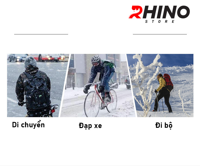 Găng tay giữ ấm mùa đông chống gió, kháng nước mưa Rhino G9012 Bao tay chống trượt đi xe máy, xe đạp lót nỉ cho nam nữ, bảo hộ đi phượt - Hàng chính hãng