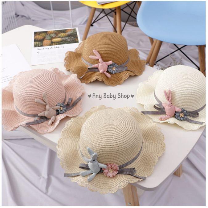 Combo nón và túi xách đi chơi biển cho bé hình thỏ Bunny 4 màu cực xinh