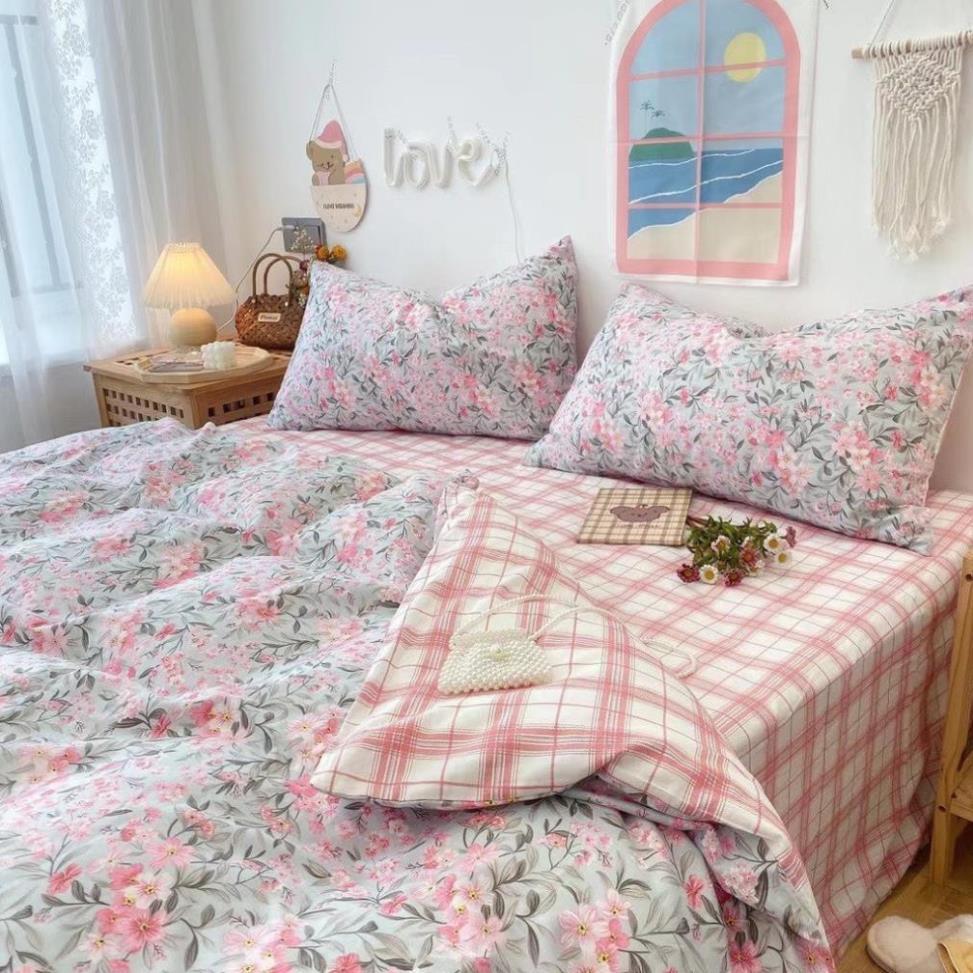 Bộ chăn ga gối Cotton Living 100% Nhànhím_Bedding đủ size giường nệm