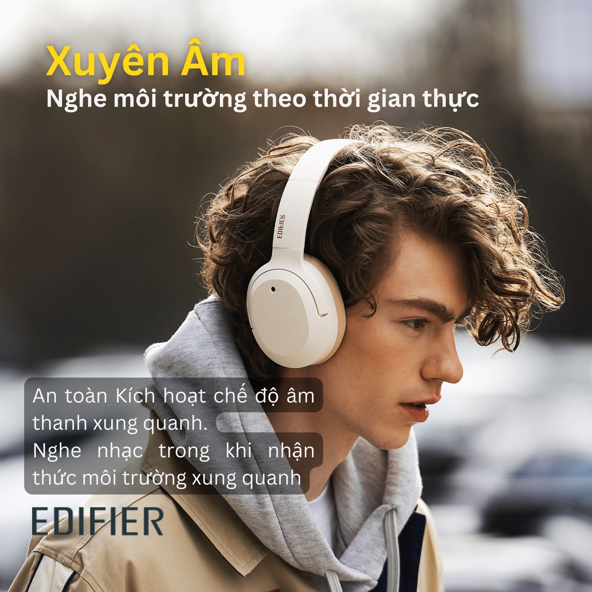 Tai nghe EDIFIER W820NB PLUS Bluetooth 5.0 | Chụp tai Chống ồn chủ động | Âm thanh chất lượng cao Hires | Chơi game - Hàng chính hãng