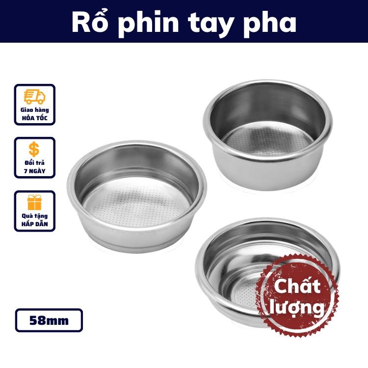 Rổ phin inox 58mm tay pha cà phê espresso tạo crema dày sánh và mịn cafe pha máy lỗ nhỏ đủ size đủ loại bảo hành 1 đổi 1