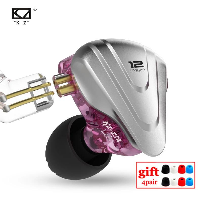 KZ ZSX 1DD 5BA Hybrid 12 Trình điều khiển tai nghe bass Hifi Bass Monitor Tiếng ồn Tai nghe khử tai nghe KZ ZAX ZS10 Pro ASX Màu sắc: Cyan Mic