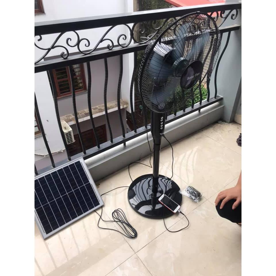 Quạt năng lượng mặt trời Solar Fan, quạt tích điện có đèn và cổng sạc USB