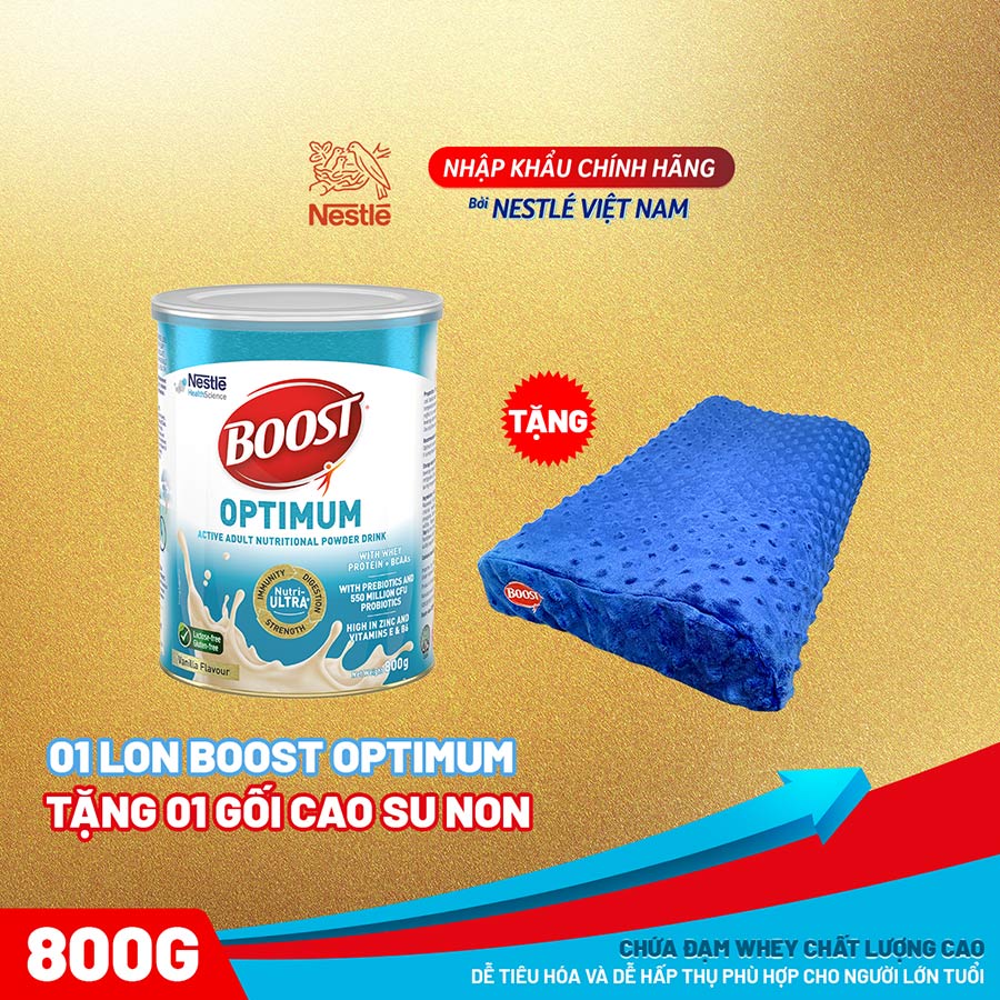 [Mẫu mới] Sản phẩm dinh dưỡng y học Nestlé Boost Optimum bổ sung dinh dưỡng cho người lớn 800g - Tặng gối cao su non