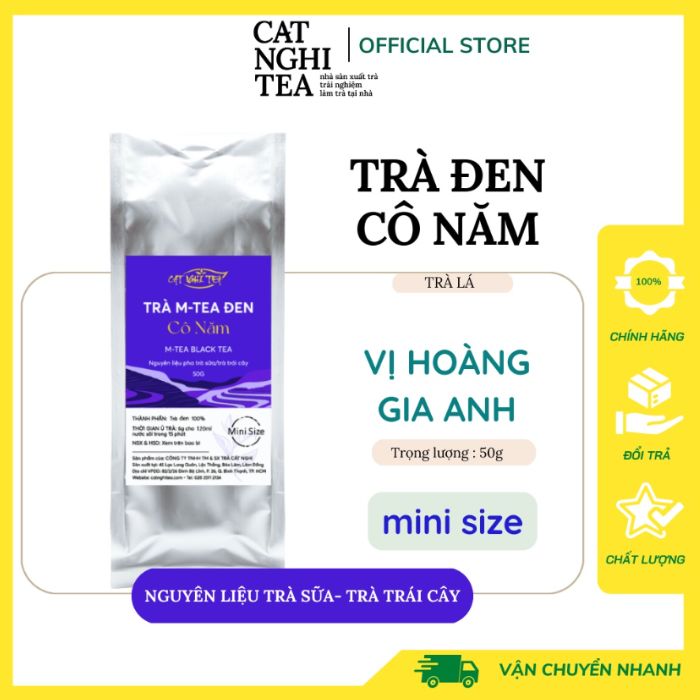 Trà Đen Cô Năm [GÓI DÙNG THỬ 50G] Trà đen CAT NGHI TEA, Nguyên liệu chuẩn pha trà sữa và trà trái cây thơm ngon