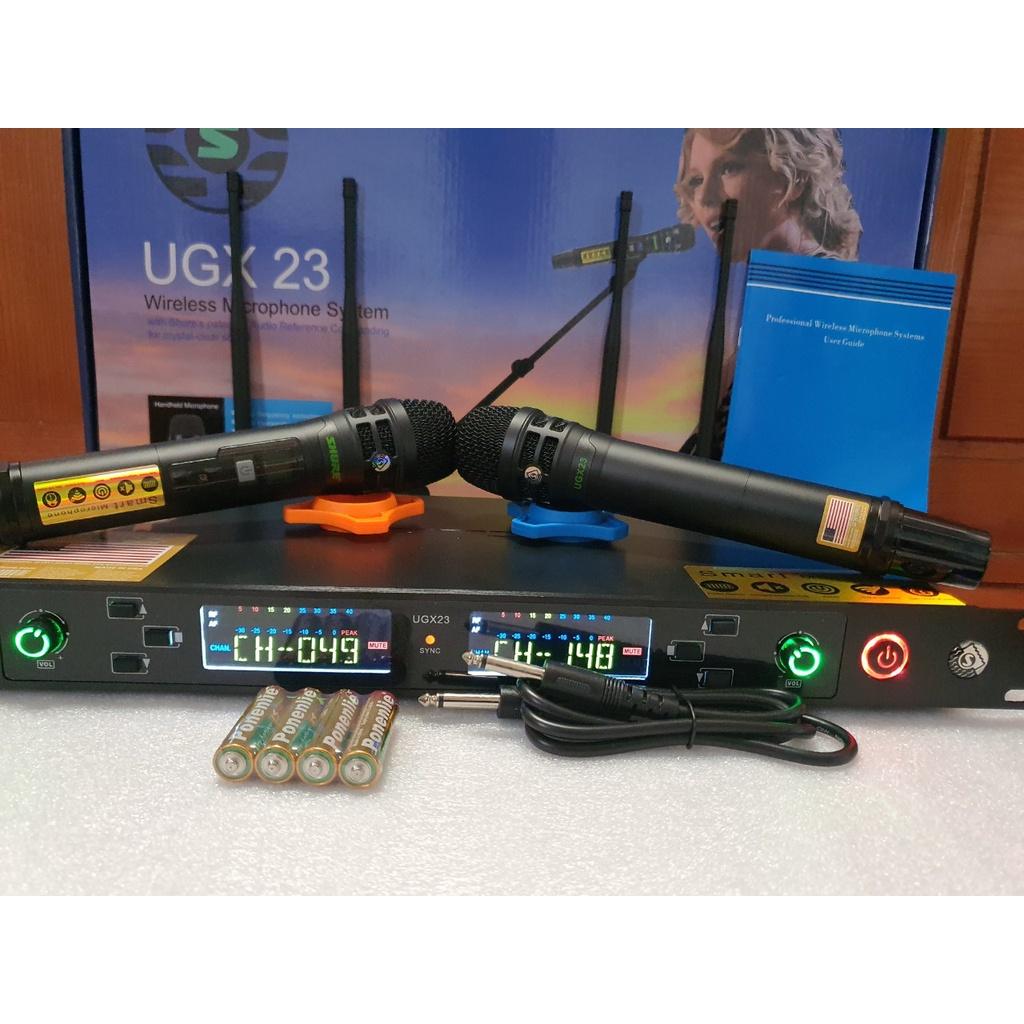 Micro không dây karaoke SH.U.RE UGX23, 4 râu bắt sóng cực khỏe , tự ngắt , chống hú tốt - hàng chuẩn loại 1