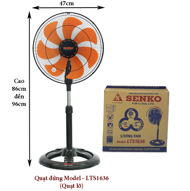 Quạt đứng lỡ Senko LTS1636 ( Màu ngẫu nhiên) - Hàng chính hãng