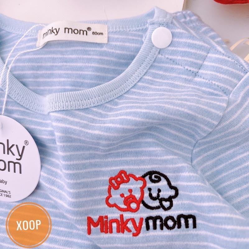 Bộ dài tay cotton xốp có cúc vai thêu minkymom cho bé