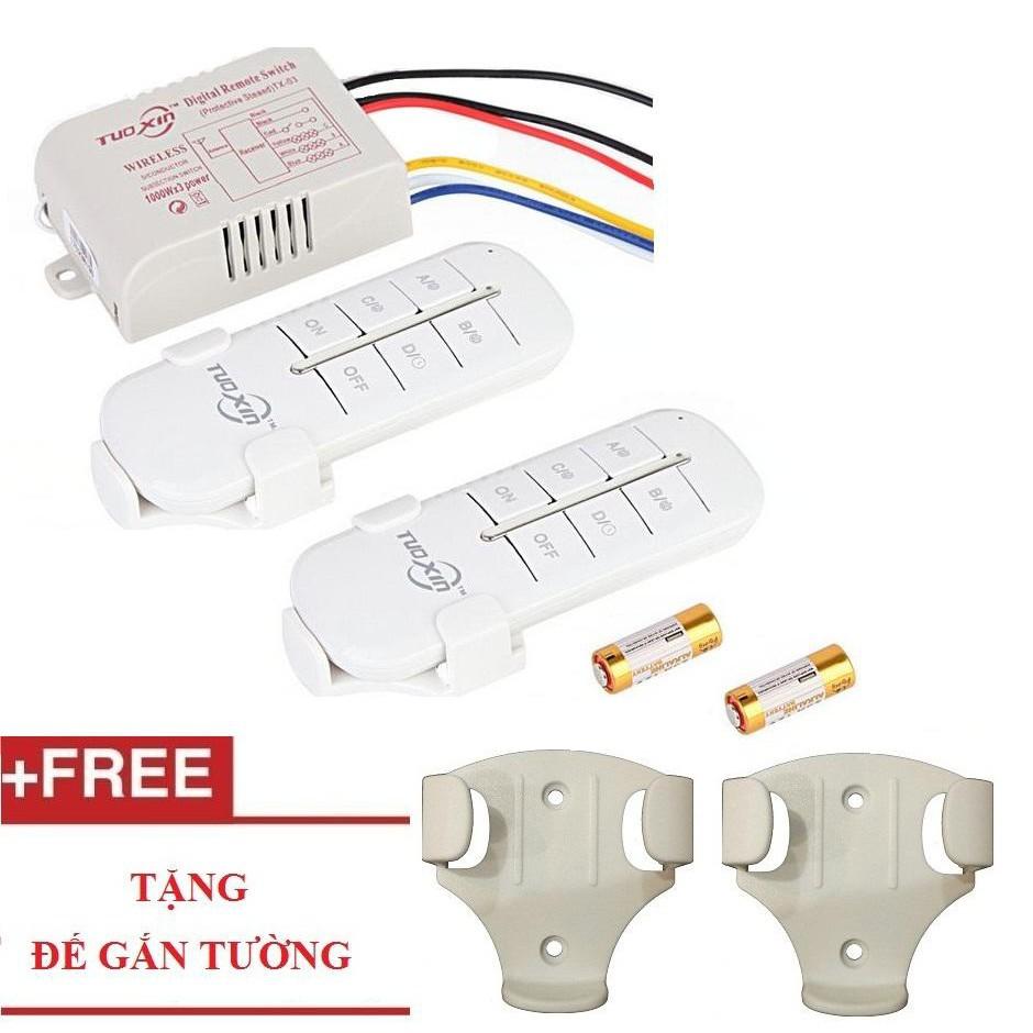 Bộ công tắc điều khiển từ xa bằng sóng rf 4 kênh 1000W bật tắt điện từ xa - Loại 4 cổng 2 khiển