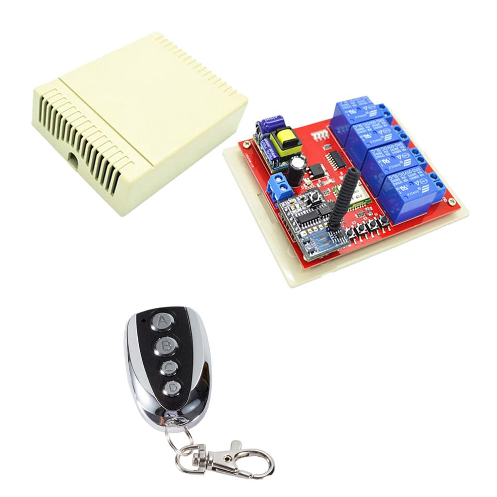 4CH Wireless Remote Control 220V Wifi Phone Switch Relay RF Receiver 4-Key