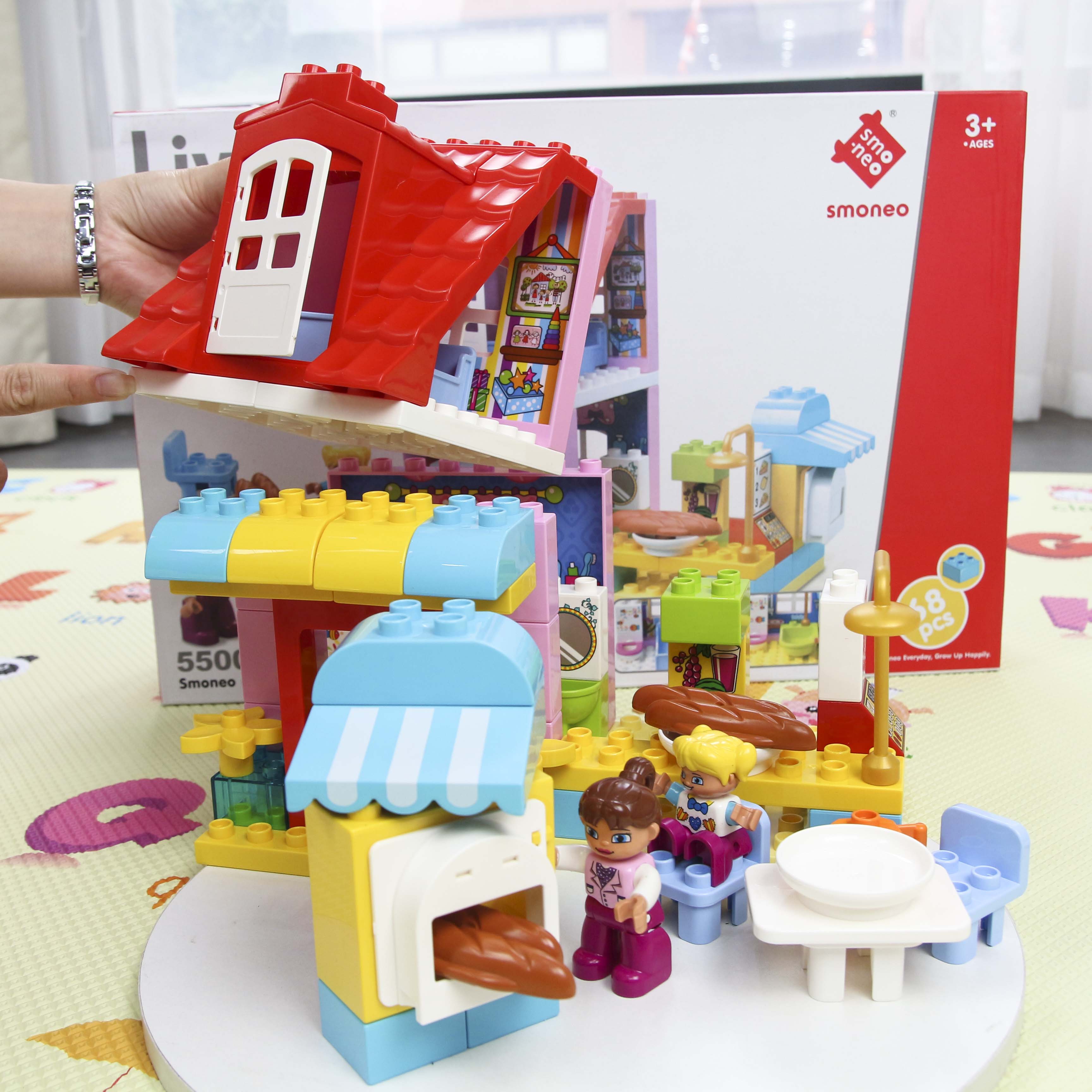 Bộ đồ chơi lắp ghép smoneo duplo cho bé cho bé Cửa hàng thức ăn nhanh vui vẻ 68 chi tiết Toyshouse - 55001