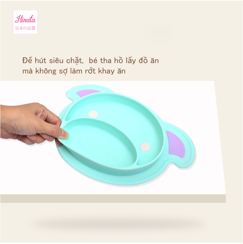 Bát ăn dặm Piglet Silicone BAD02 - Thương hiệu Hinata Nhật Bản - Đạt chứng nhận FDA + Kiểm định Quatest