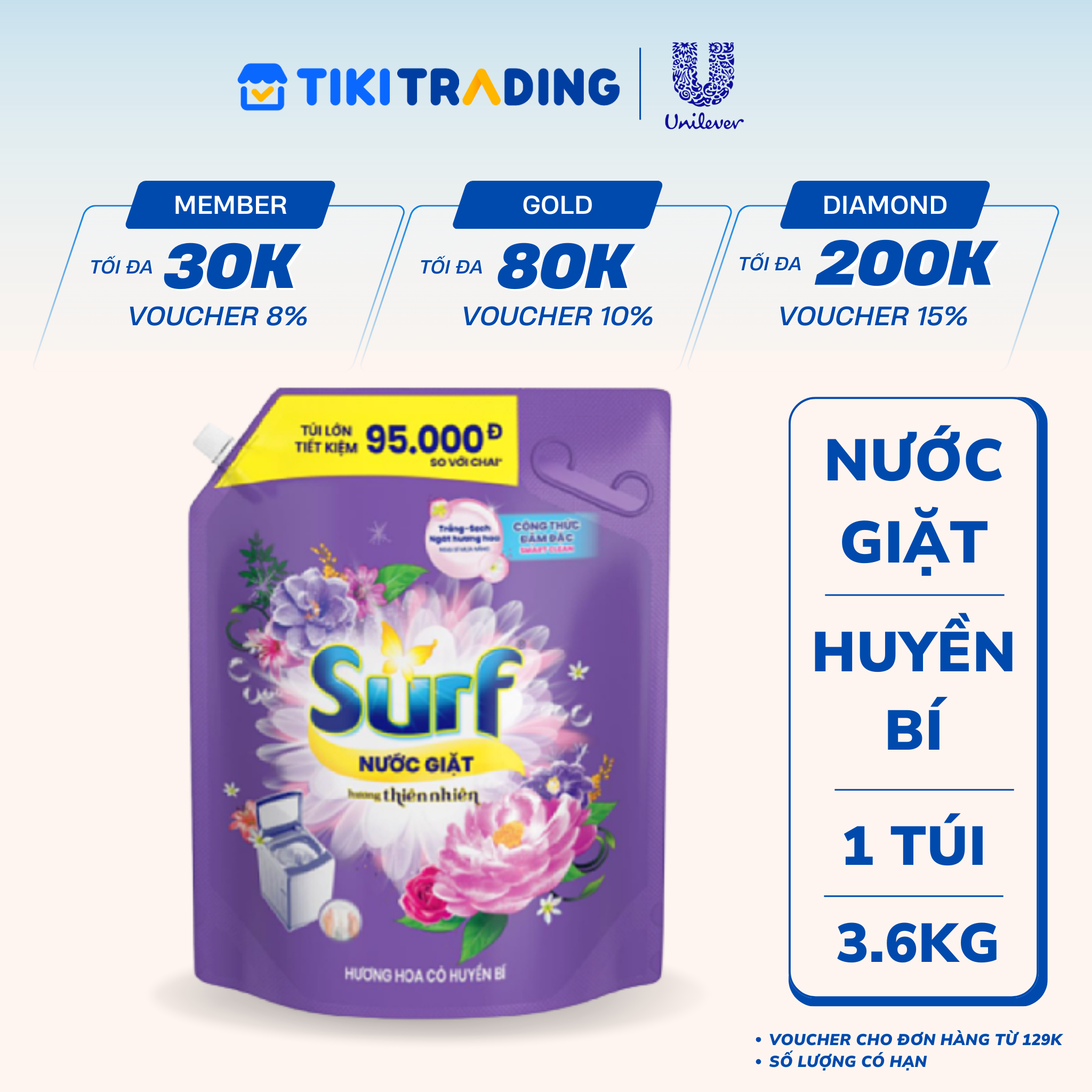 Nước Giặt Suft Hương Cỏ Hoa Huyền Bí Túi 3.6KG
