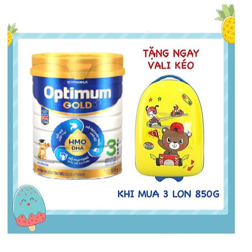 (tặng vali kéo) COMBO 3 LON SỮA BỘT OPTIMUM GOLD 3 850G (CHO TRẺ TỪ 1 - 2 TUỔI) TẶNG 1 VALI KÉO GIAO MÀU NGẪU NHIÊN