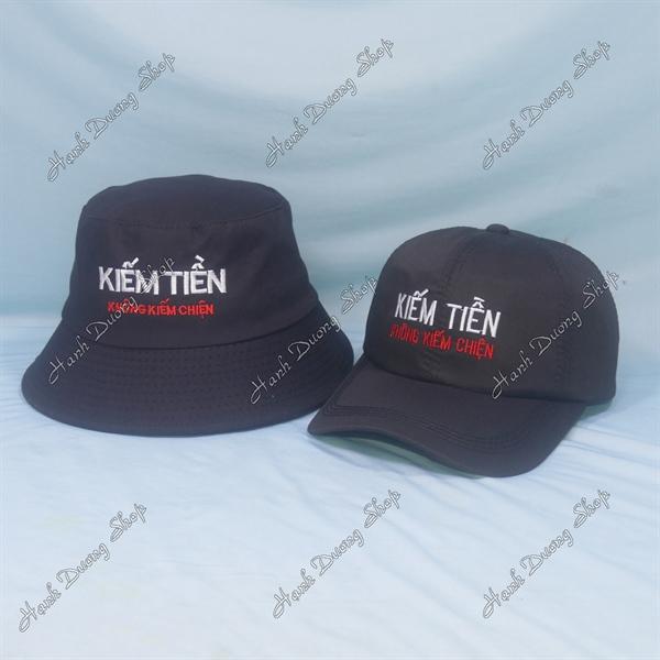 Set Nón Cặp Bucket &amp; Cap Kiếm Tiền Không Kiếm Chiện (TKC01); (KKT01) - Đen
