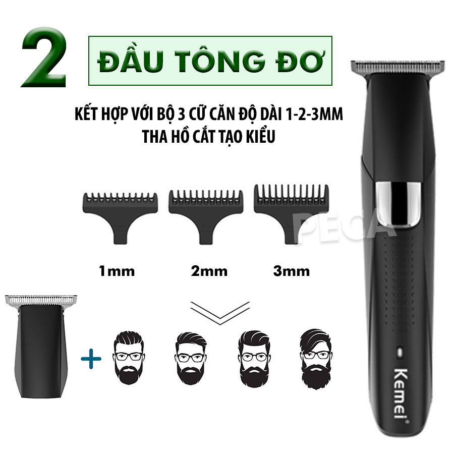 Tông đơ đa năng 4in1 KEMEI KM-5029 nhiều đầu thay thế chuyên dụng cắt tóc, cạo râu, cạo đầu, cạo lông toàn thân, tỉa lông chân mày, tỉa lông mũi sạc nhanh 1h - hãng phân phối chính thức