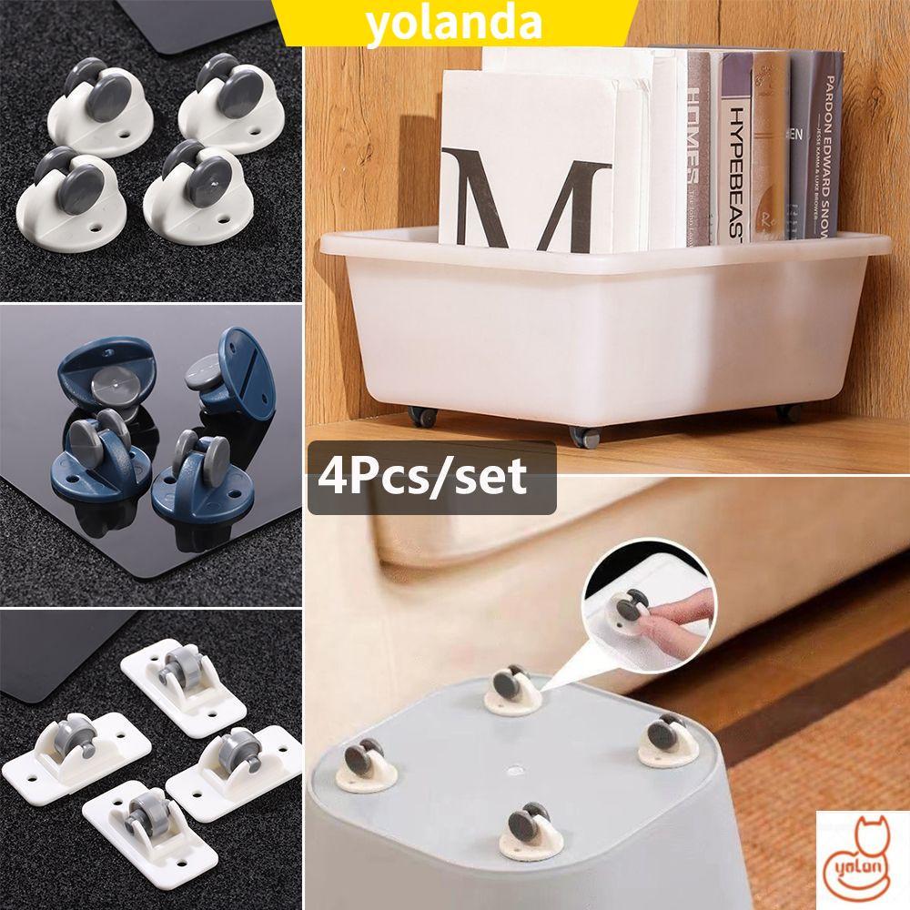 Set 4 cái chân hộp bánh xe cỡ nhỏ YOLA cứng cáp gắn thùng rác đa năng tự dính không vết xước dễ dàng di chuyển