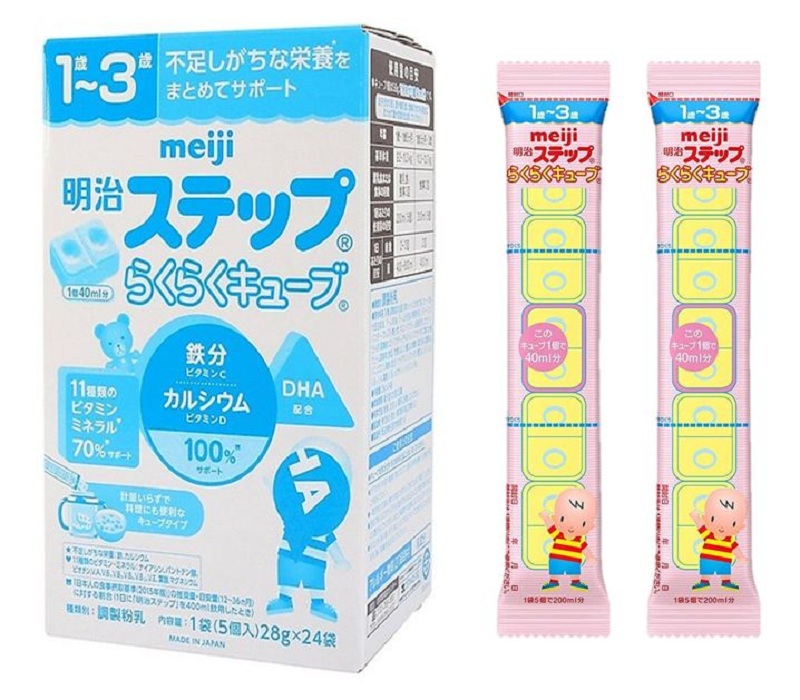 Hộp 24 thanh Sữa bột công thức Meiji Hohoemi Milk cho bé 1 đến 3 tuổi (28g/ thanh) - Nhập khẩu Nhật Bản