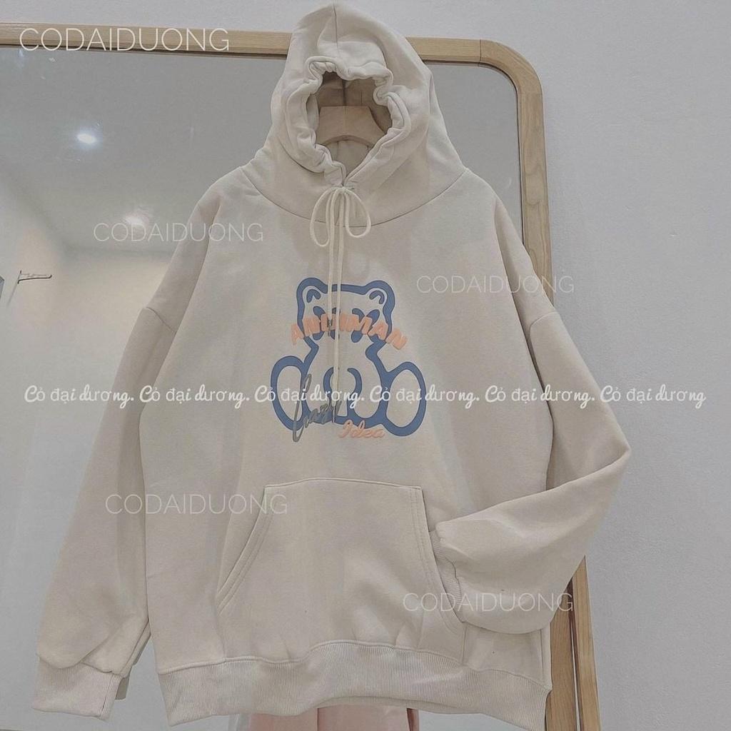 Áo Hoodie Nữ Hình Gấu Màu Unisex Chất Vải Nỉ Mềm Phong Cách Đường Phố