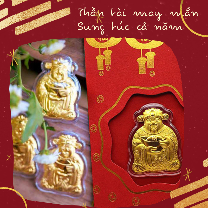 Lì Xì Thần Tài - Bao Lì Xì Tết Nguyên Đán Ngày Vía Thần Tài Mạ Vàng - Sung Túc Cả Năm Tiền Bạc Đầy Túi - Vseat