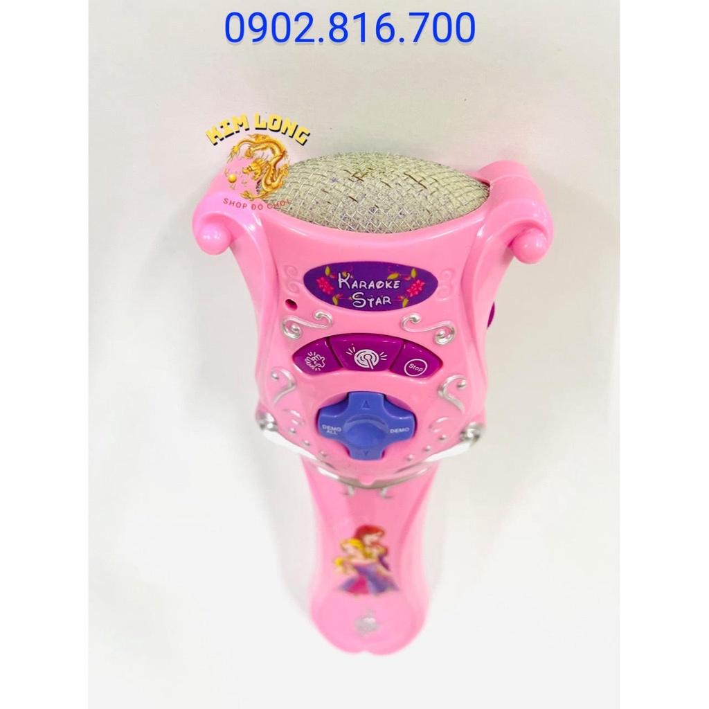 Đồ chơi Micro không dây màu hồng dùng pin cho bé hát Karaoke vui nhộn 6907