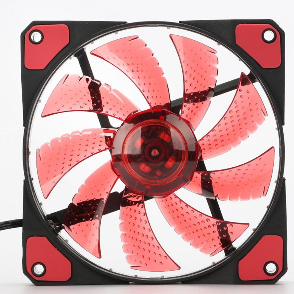 3/4Pin 15 LED 120mm PC Case CPU Cooling Fan+4pin Y Splitter 2 Fans Power Cable